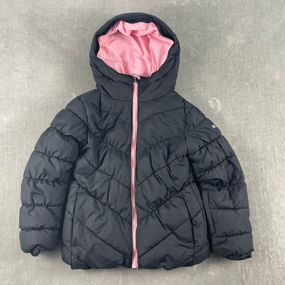 Columbia Girls No Size Tag Black Pink Puffer Jacket Hooded Insulated Coat